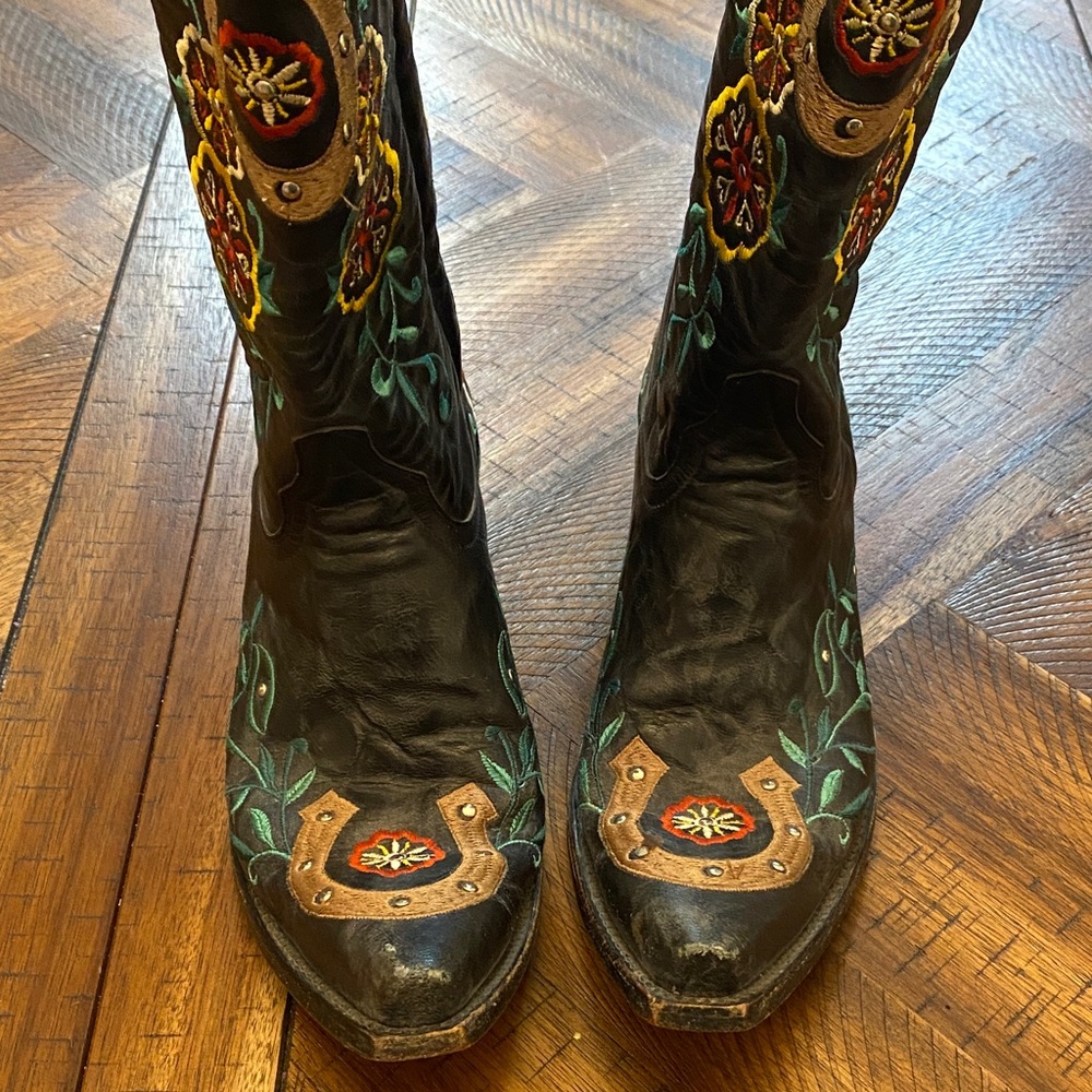 Old Gringo Black and Multicolor Embroidered Heeled Boots - Picture 5 of 5
